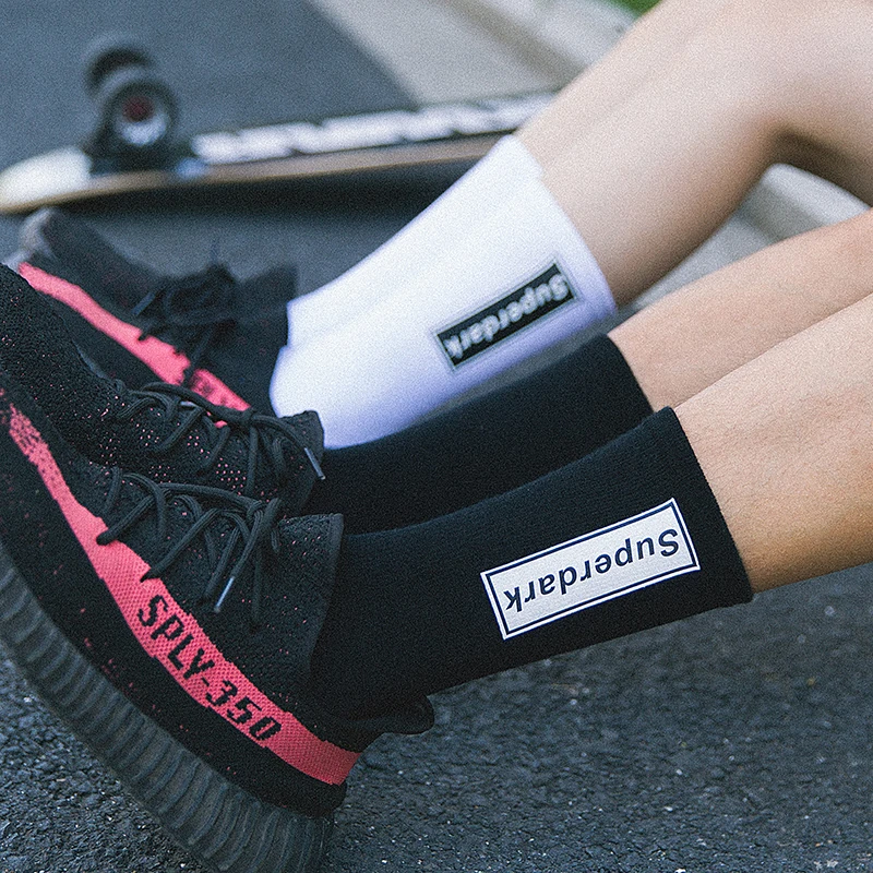 Harajuku Hop Hip Tide Брендовые мужские носки 100 хлопок короткие для движения белые Calcetines