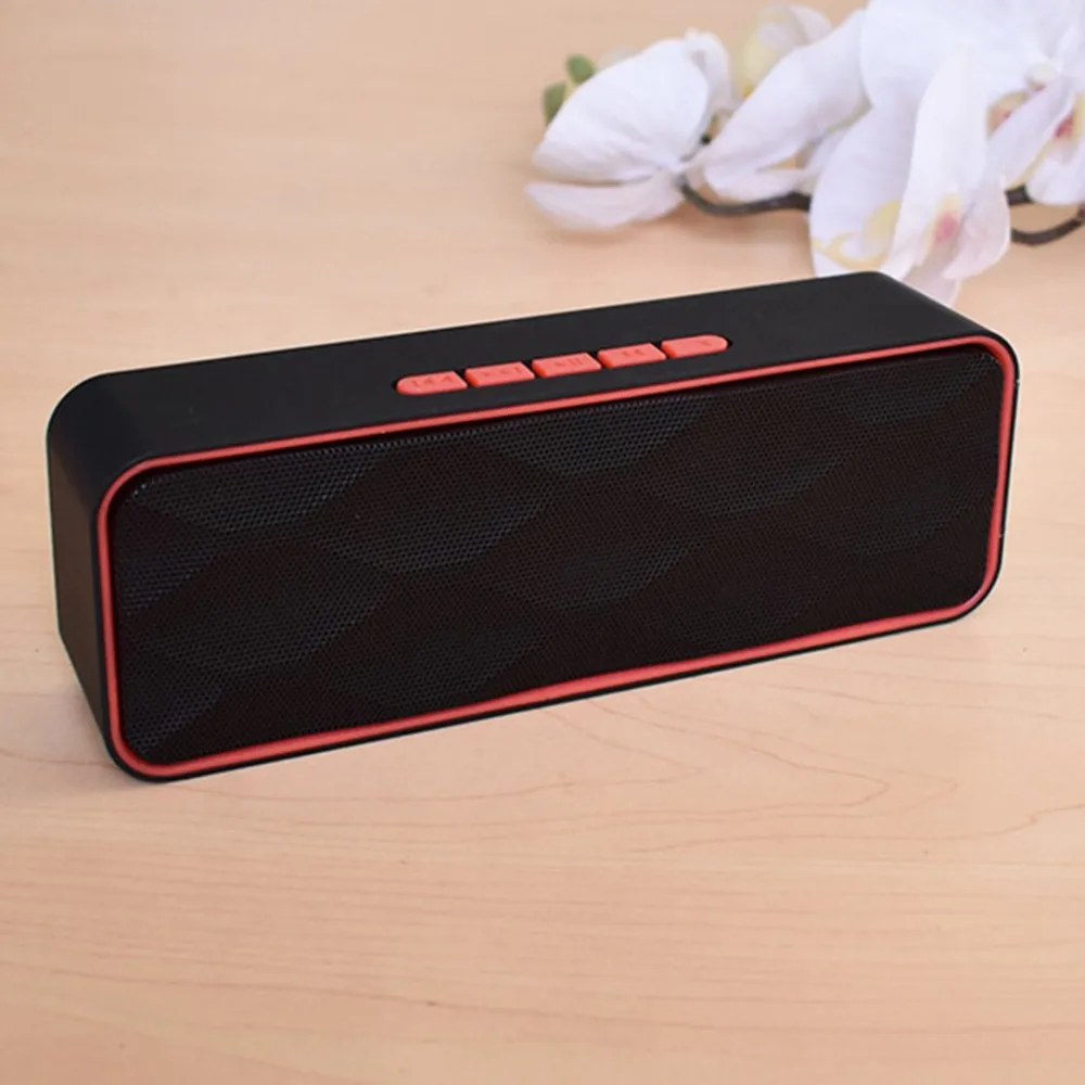 Red S211 портативный открытый Bluetooth динамик Hd стерео Колонка для басов Беспроводная резонирующая коробка Tf карта U диск MP3-плеер громкоговоритель с микрофоном - Color: Red