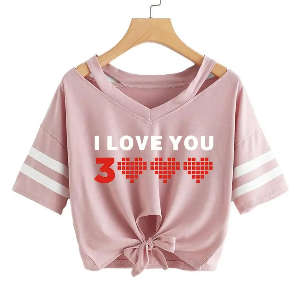 Женская футболка Новая женская I Love You 3000 раз с узором короткая коротким рукавом