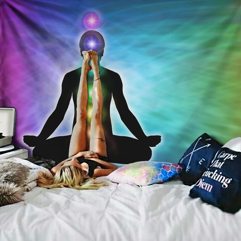 Psychedelic чакра индийские гобелены статуя Будды медитация гобелены Настенный Коврик для йоги домашний декор