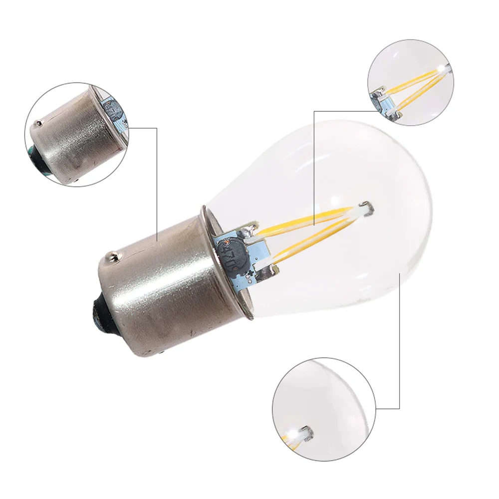 Carsty 2 шт. задние фонари P21w S25 1156 Ba15s 1157 Bay15d Led Филамент Cob чип со стеклом парковочные