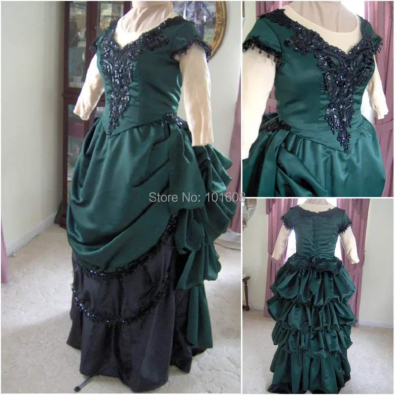 

1860S Victorian Corset Gothic/Civil War Southern Belle Ball Gown Dress Halloween dresses CUSTOM MADE R-190