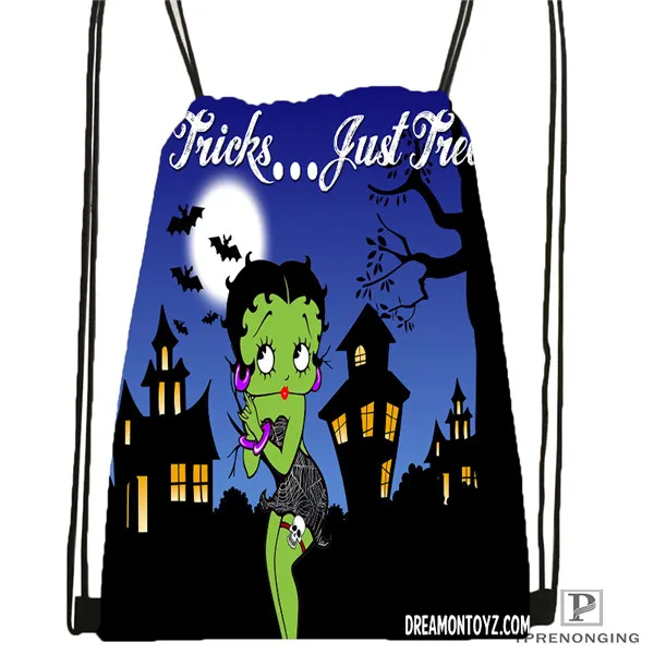 Drawstring Backpack Изготовленная на заказ Betty Boop походная сумка на шнурке для мужчин и женщин милый рюкзак для детей(черная спинка) 31x40 см#180531-01-44 - Цвет: Drawstring Backpack