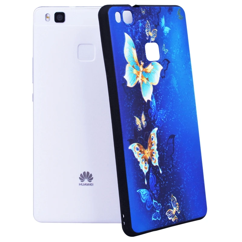 Чехол Grandever для телефона с милыми животными Huawei P9 Lite мягкий черный Ультратонкий