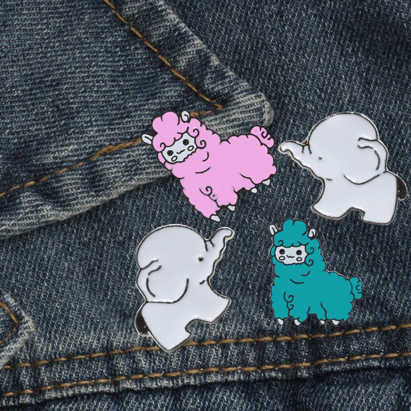 Модная брошь с эмалевым покрытием в виде картонного слона, овцы и других животных для женского джинсового пальто. Творческая брошь для мужчин, детей и рюкзаков.