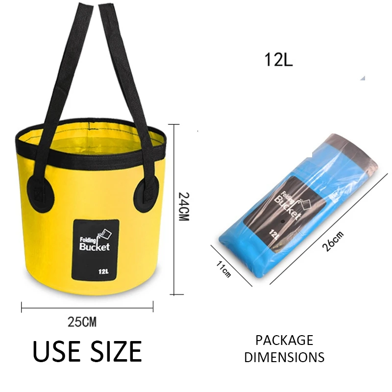 12L Multifunctional Collapsible Folding Fishing Bucket Outdoor Waterproof Water Storage Container Bucket For Camping Hiking Trav