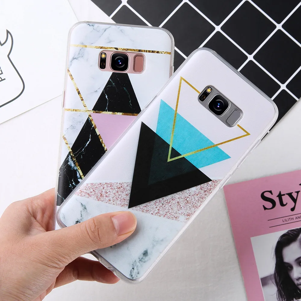 Чехол KISSCASE с геометрическим мрамором для Samsung Galaxy S9 S8 Plus Note мягкий TPU чехол