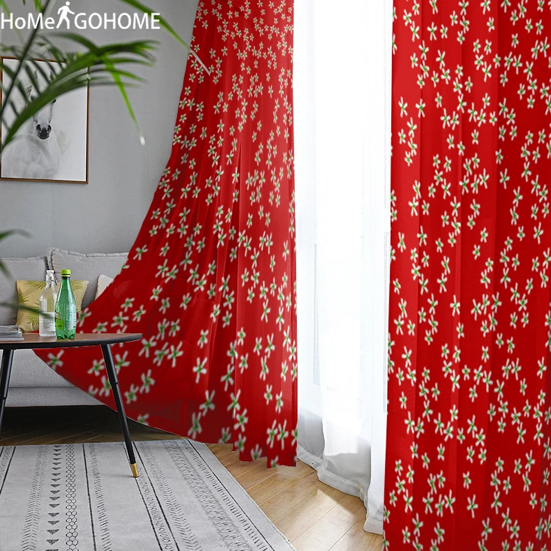 Красные цветочные украшения 3D Тюль Шторы для спальни с принтом богемное