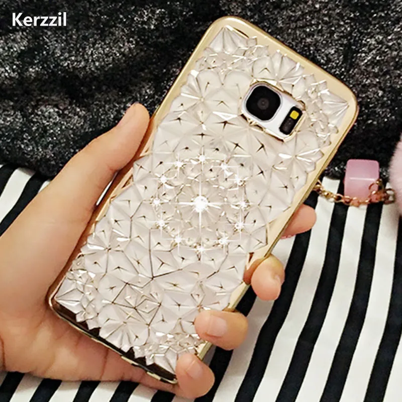 Kerzzil металлический флэш цветочный чехол с подсолнухом для Samsung S6 S6edge S7 S7edge