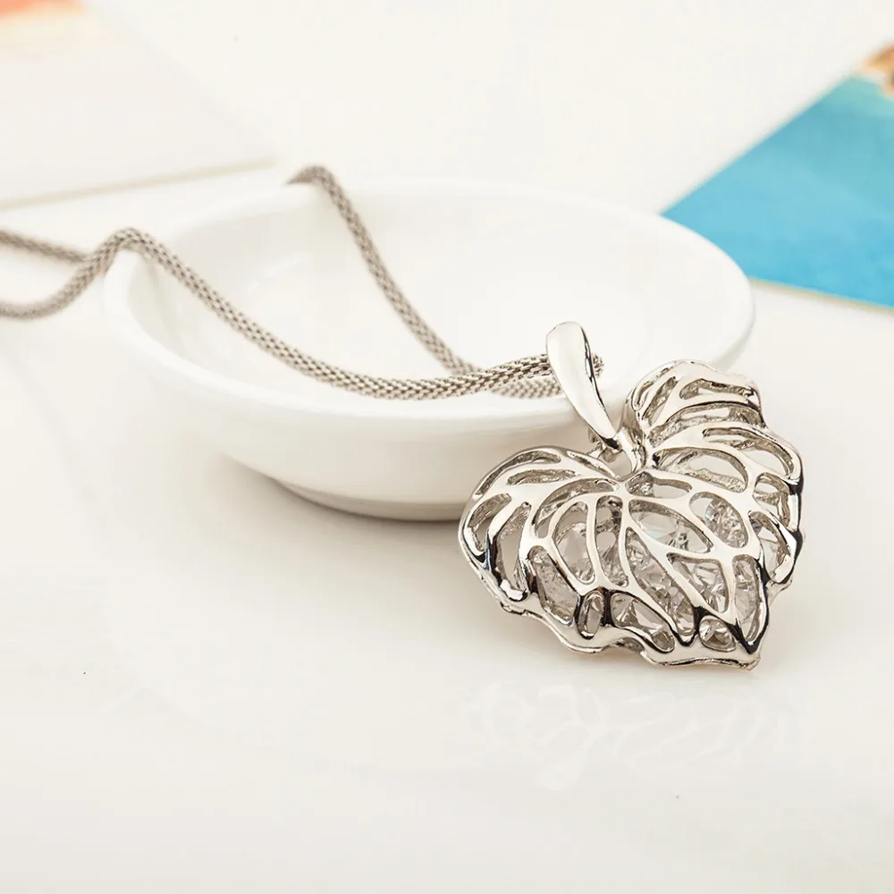 Женское колье с подвеской в виде кленового листа|chain choker|choker rhinestoneheart necklace |