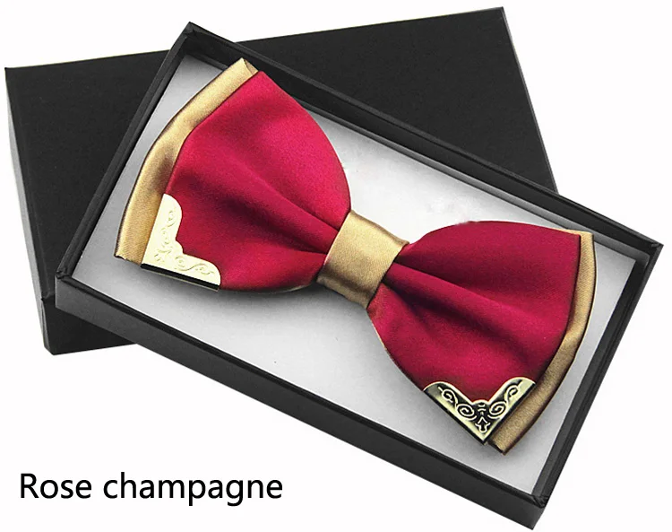 rose champagne Jbersee роскошный бутик Модные металлические галстуки-бабочки для мужчин и женщин Свадебная вечеринка бабочка галстук-бабочка Gravata тонкий черный галстук-платок - Цвет: rose champagne