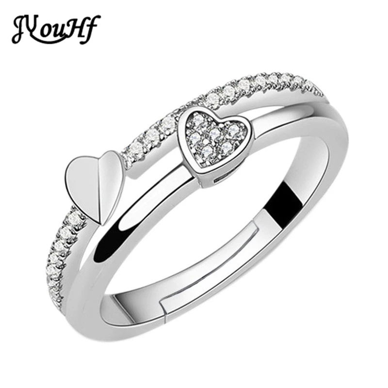 JYouHF Модные кольца с двойным сердцем для женщин Bague Femme Сияющие 5А кубические