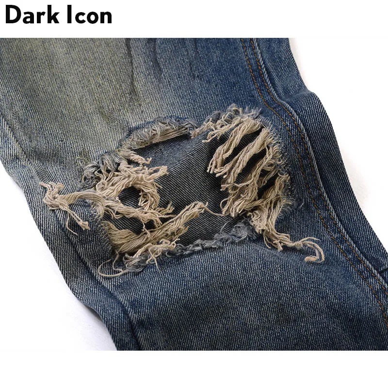 Мужские потертые джинсы Dark Icon на молнии|Мужские джинсы| |