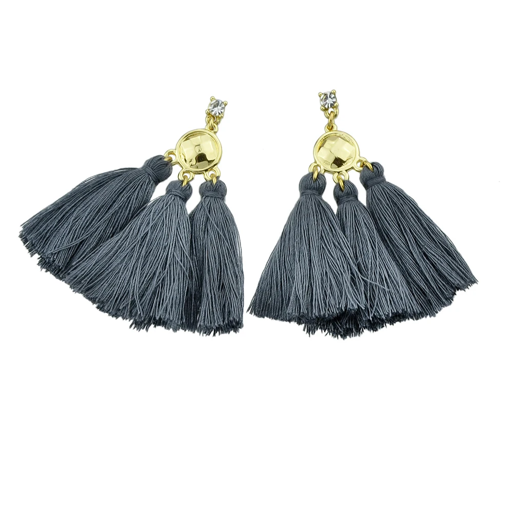 Украшения модного стиля Kayshine - серьги золотого цвета с кисточками зеленого, серого и розового цветов для женских аксессуаров.