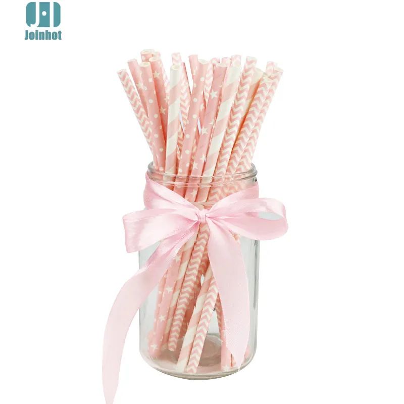 

50 pcs/lot pink blue green point striped Paper Drinking Straws Creative Drinking Tubes Party Supplies For Wedding star