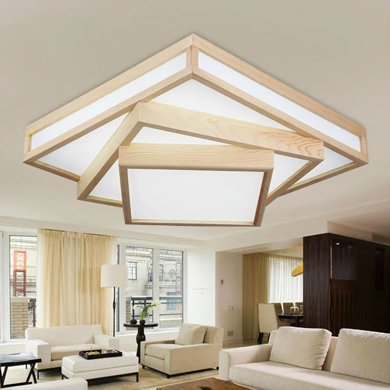 

Modern OAK led ceiling lights modern wooden led ceiling lamp for Living room foyer indoor lighting fixture