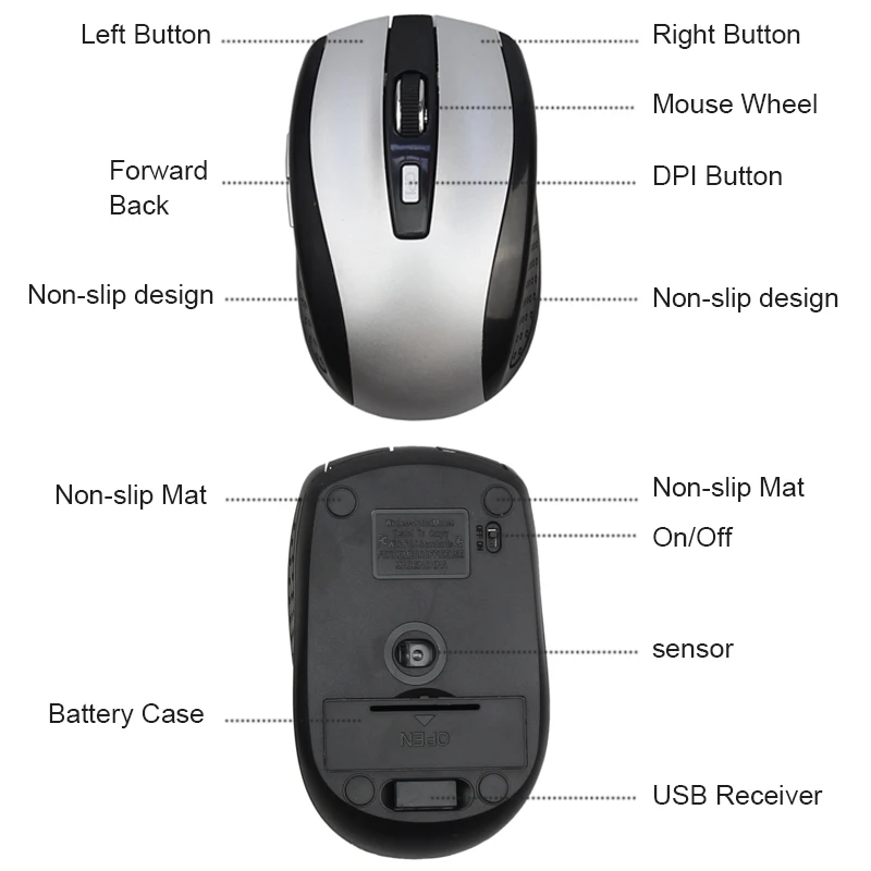 Беспроводная оптическая игровая мышь 2 4 ГГц 800 DPI 6 кнопок|maus for pc|optical gaming mousewireless