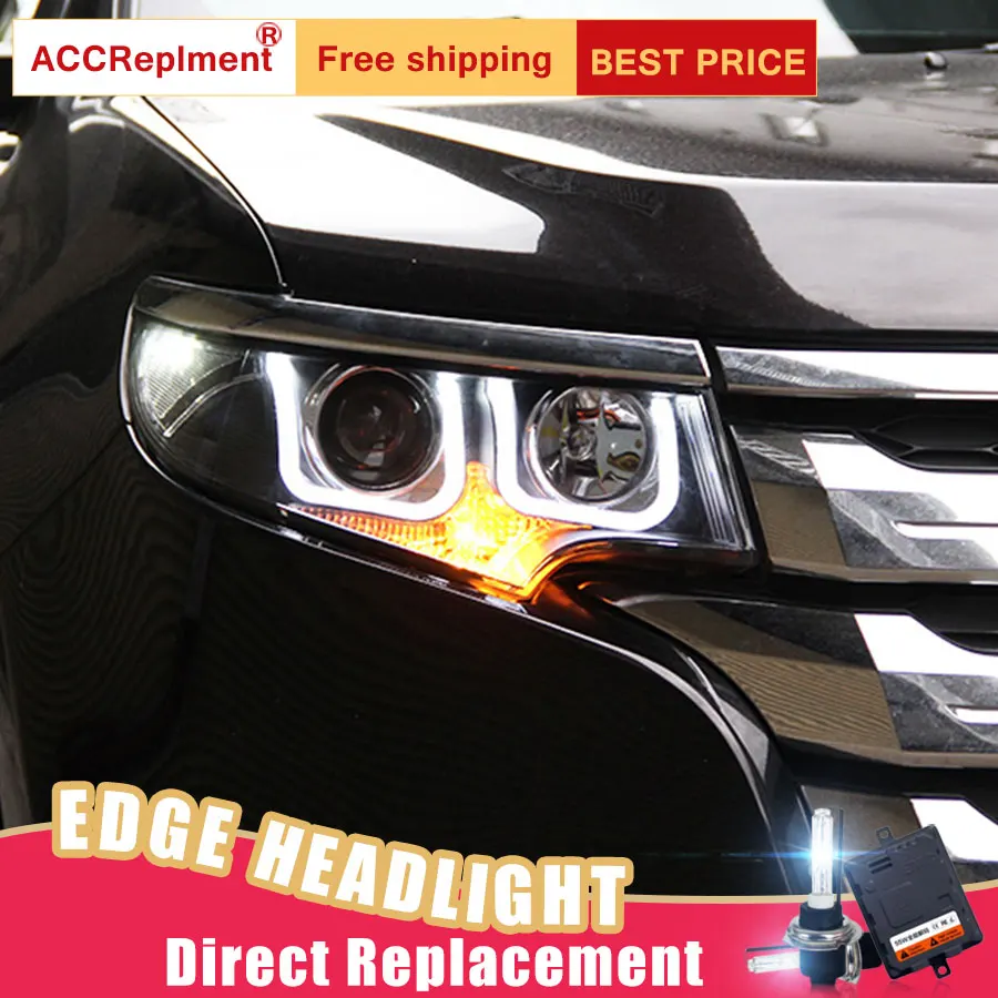 2 шт. светодиодный фары для Ford Edge 2013- светодиодный автомобильный фонарь ангельские глазки ксенон HID комплект Противотуманные фары светодиодный дневные ходовые огни