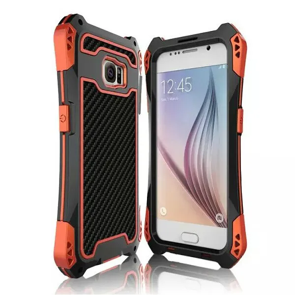 New Waterproof Shockproof Carbon Fiber Gorilla Tempered Glass Aluminum Metal Armor Case Cover For Samsung Galaxy S5 S6 Note 4 5