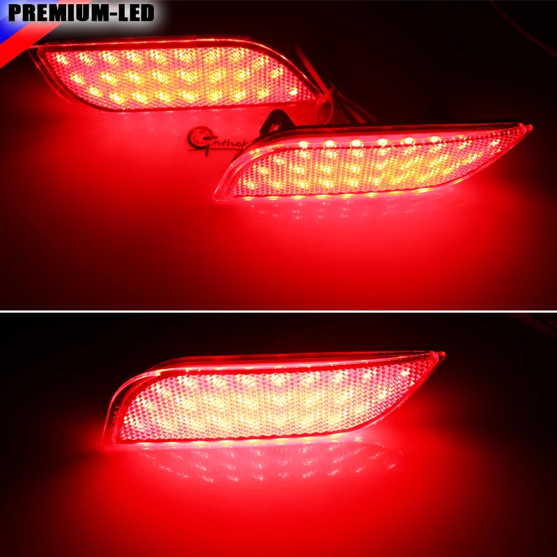 Копченый Объектив блестящий красный 26-SMD LED Бампер Отражатели габаритные огни для