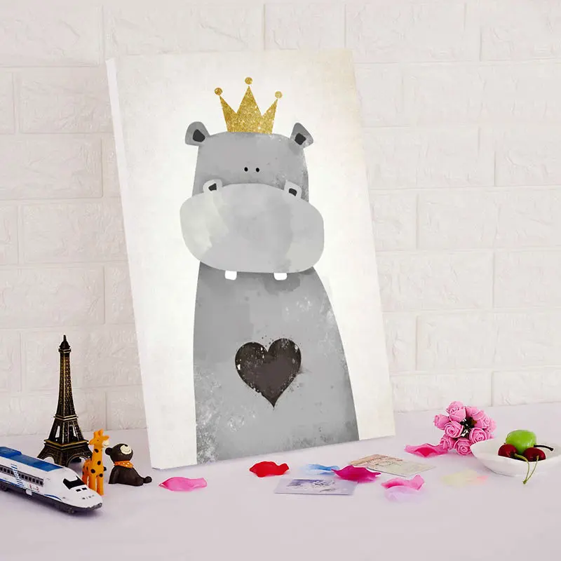 Милый Бегемот с короной diy картины маслом Раскраска по номерам подарок для детей