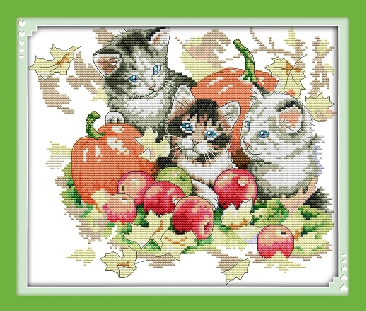 Рукоделие DIY кошка вышивки крестом, комплект для вышивка набор, осень кошка животный узор количество Крестик Комплект картина стежок комплект