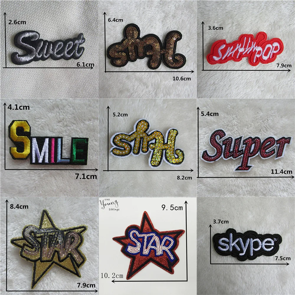 1 шт. Симпатичные наклейки с блестками вышитые слова помощью утюга нашивки