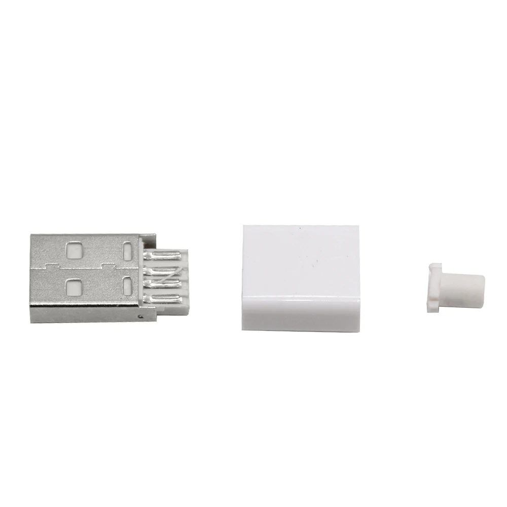 10 шт./лот DIY USB 2,0 штекер соединители комплект черный белый 5P кабель передачи данных Аксессуары Интерфейс - Цвет: White