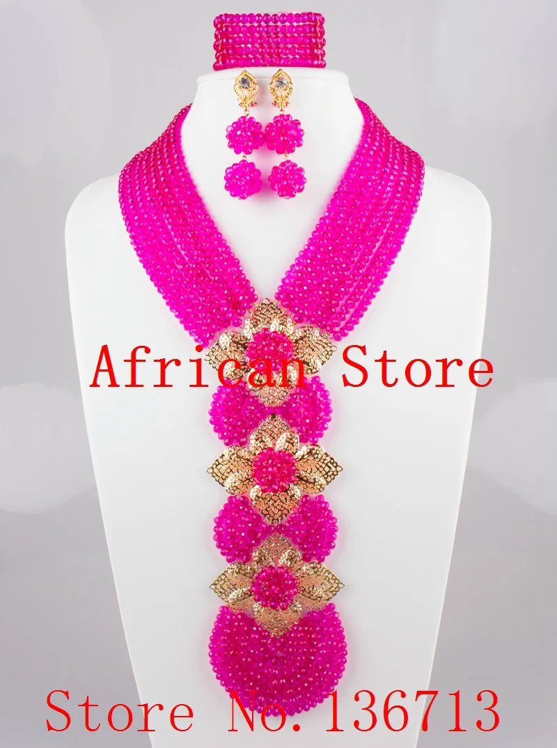 

New year big sale! Classic Orange red blue Nigerian/african beads jewelry set sets in wedding party dinner dress for women L075