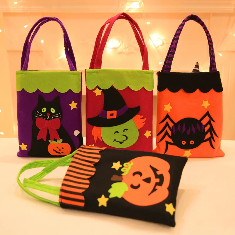 

Halloween Candy Bag Gift Bags Pumpkin Trick or Treat Cookies Bags Sacks Hallowmas Gift For Kids Club Event Party Supplies Decor