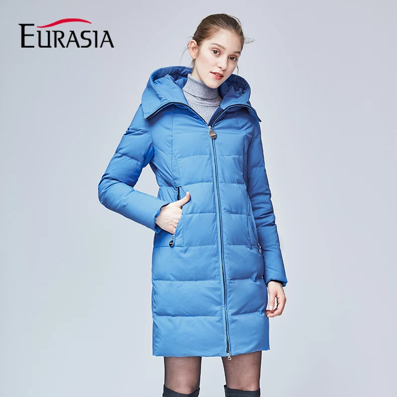 Blue Евразии дизайнерский бренд Для женщин зимние куртки толстые пальто одноцветное Капюшон Полное верхняя одежда женские парки Черный YD1865 - Цвет: Blue