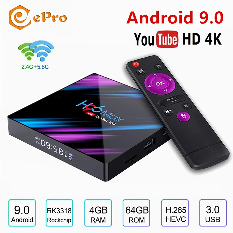 Android 9 0 H96 MAX Rockchip RK3318 ТВ приставка 4K BT4.0 4 Гб ОЗУ 32 ПЗУ Max 2 4G/5G WiFi USB3.0 MAX|ТВ-приставки и