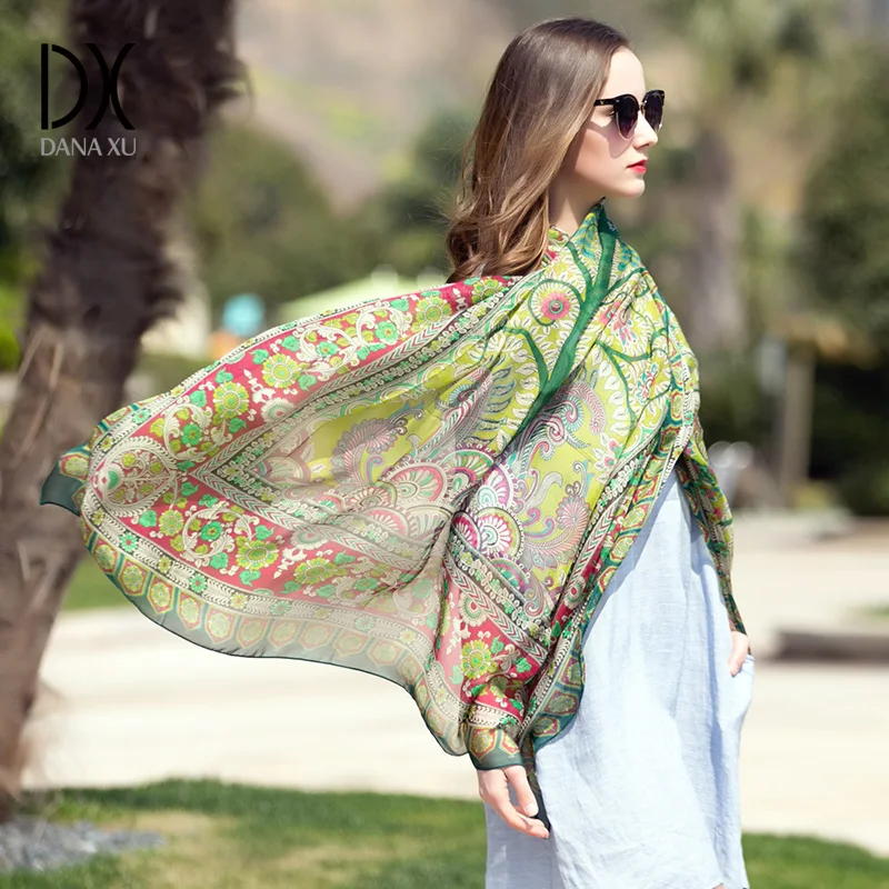 Женский шарф из 100% шелка модная длинная шаль пашмины в новом дизайне накидка