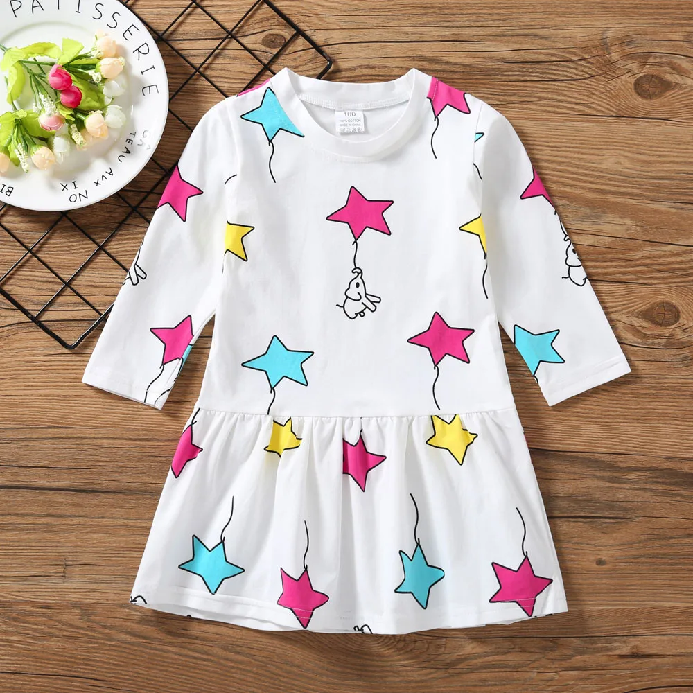 Baby Kids Girls Stylish fashion design Dress Toddler Princess Party Star Print Striped Tutu Dress\ clothes | Детская одежда и