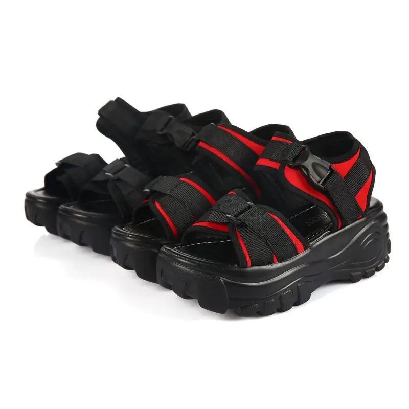 Женские босоножки на платформе танкетке 6 см с шипами толстой мягкой подошве b174