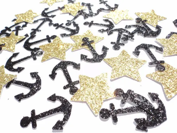 Блестящий стол с якорем и звездами для свадьбы вечеринки|anchor nautical|confetti table decorconfetti