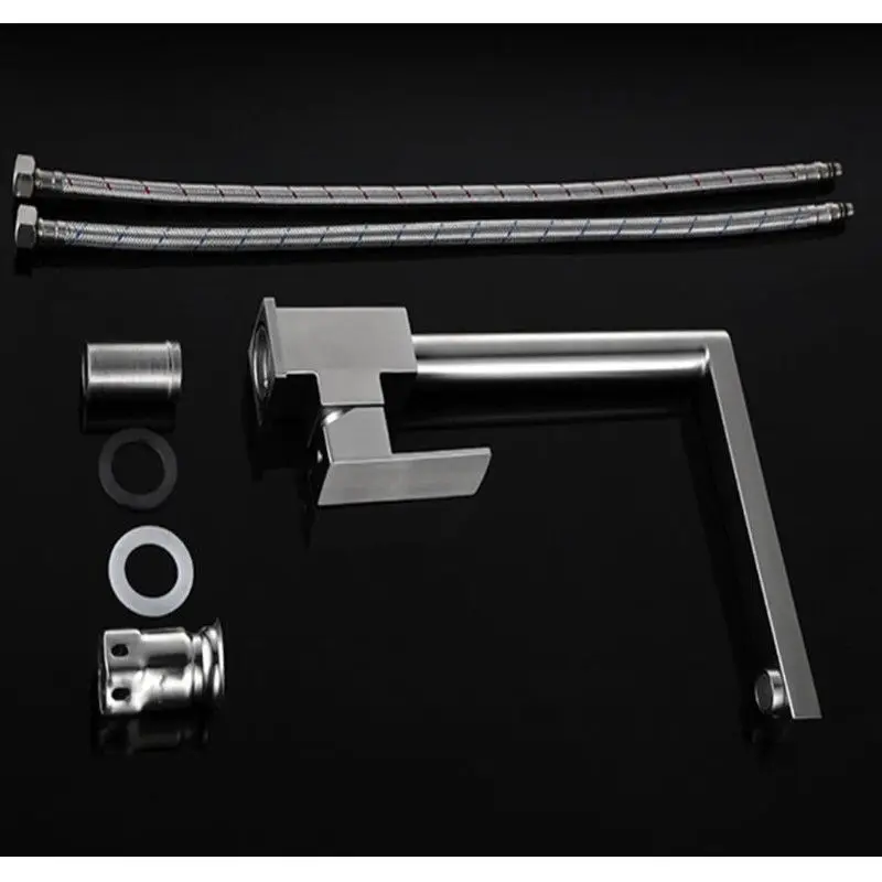 

MOIIO Kitchen Faucet Brushed Nickle Single Handle Spool Mixer Water Tap Kitchen Sus304 Faucet Square Spout Hot and Cold Taps