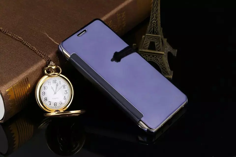 Умный кожаный чехол-книжка для samsung Galaxy S11 S10 S7 Edge S8 S9 Plus Note 7 8 9 10 C5 C7 C9 Pro роскошный зеркальный прозрачный чехол