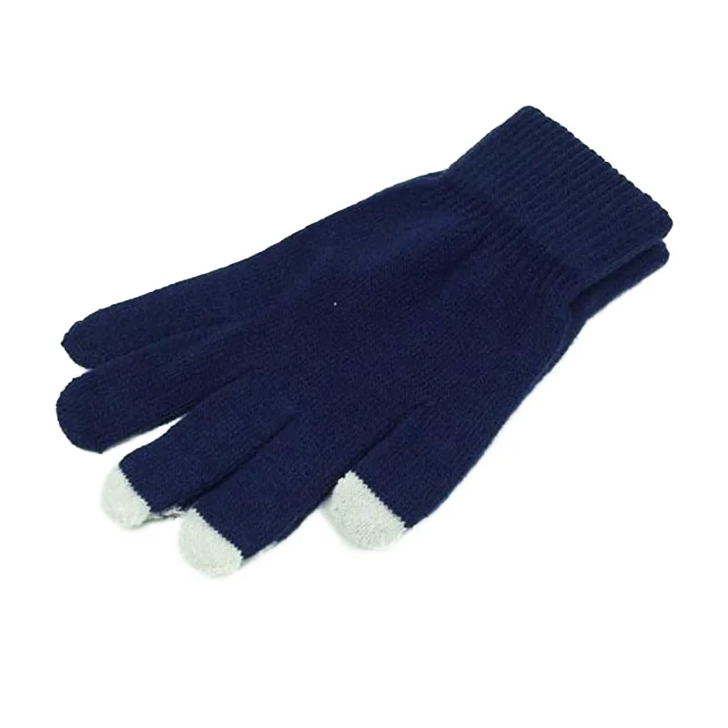 style 2 navy blue Для женщин Для мужчин Зимние перчатки шерстяные вязаные варежки унисекс, для сенсорных экранов перчатки теплые женские зимние сапоги; полный палец полосатые перчатки - Цвет: style 2 navy blue