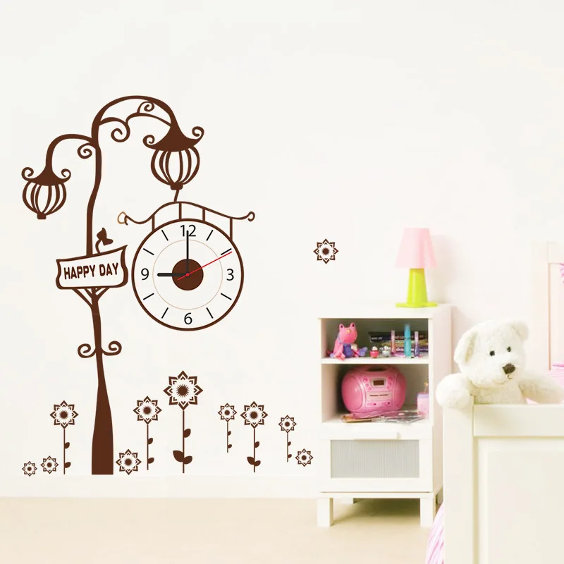 New arrival top selling fashion new Modern clock watch Wall Stickers brown creative tree living room wall stickers | Дом и сад