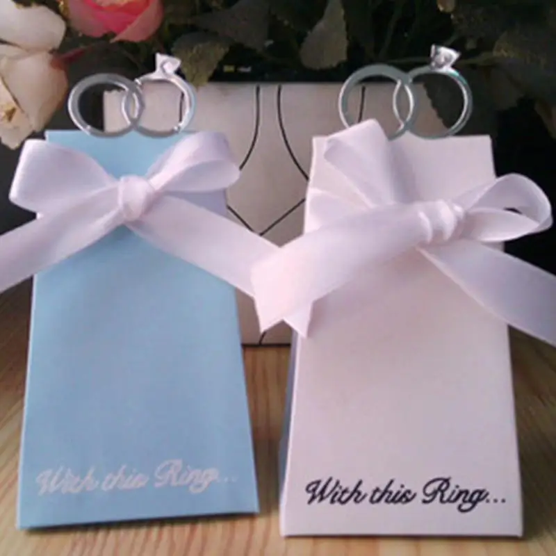 10 шт./компл. элегантный двойные кольца Свадебная вечеринка коробка конфет для