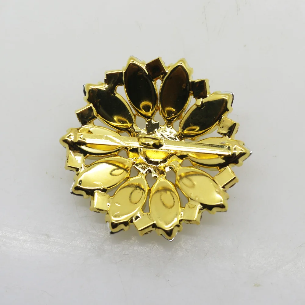 3 шт./лот 40 мм пуговицы со стразами и кристаллами Золотые декоративные с цветами