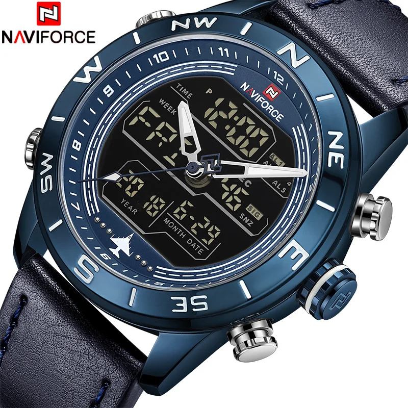 Часы NAVIFORCE Мужские кварцевые спортивные водонепроницаемые с датой и неделей |