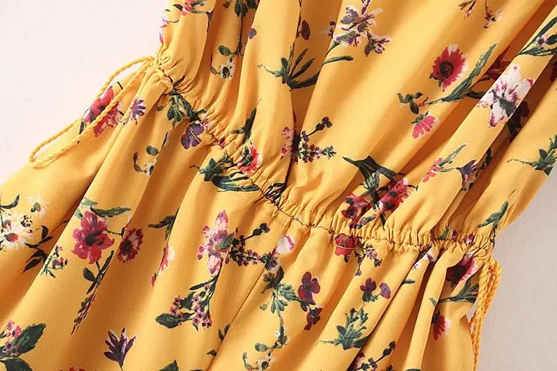 Пикантные с открытыми плечами цветочным принтом элегантный комбинезон летний