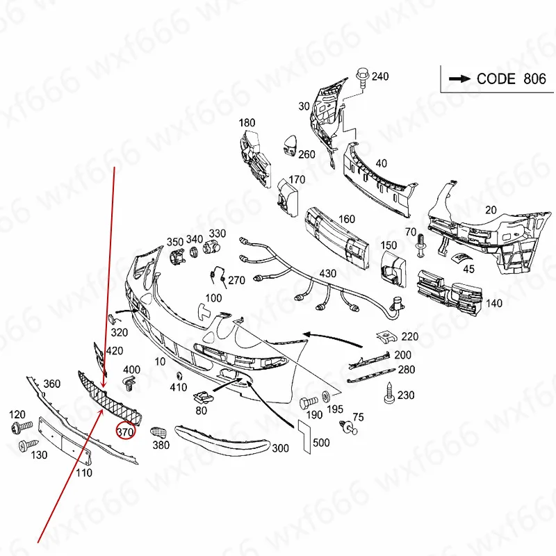 Вентиляционная сетка переднего бампера нижняя декоративная класса E E320mer ced es-be