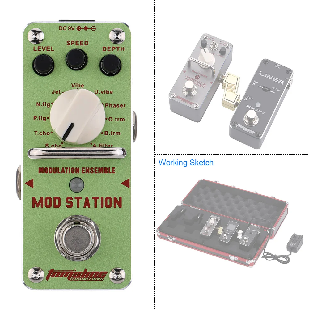 AROMA AMS-3 Mod Station Modulation Ensemble Electric Guitar Effect Pedal Mini Single with True Bypass |