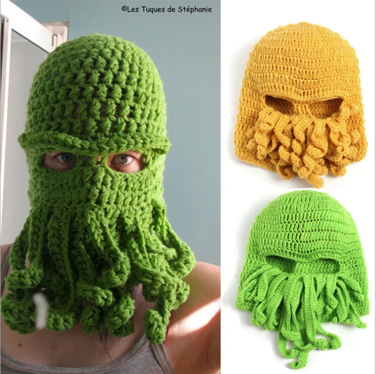 Шапки ручной работы с забавными животными Cthulu Beards шляпы осьминога шапки вязаные