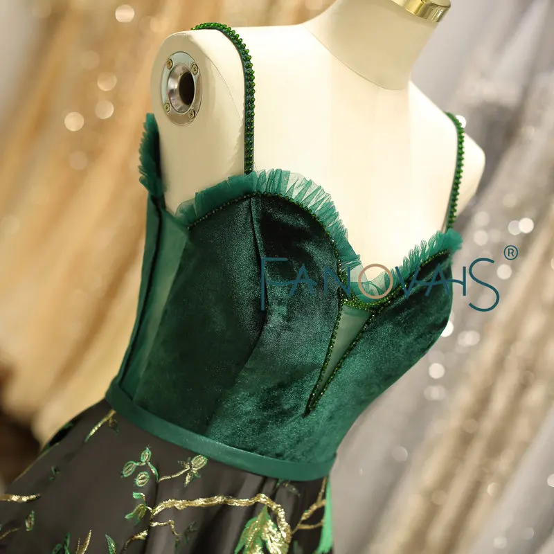 Темно-зеленые вечерние платья вышивка Vestido de Novia longo 2019 бархат цветочный принт