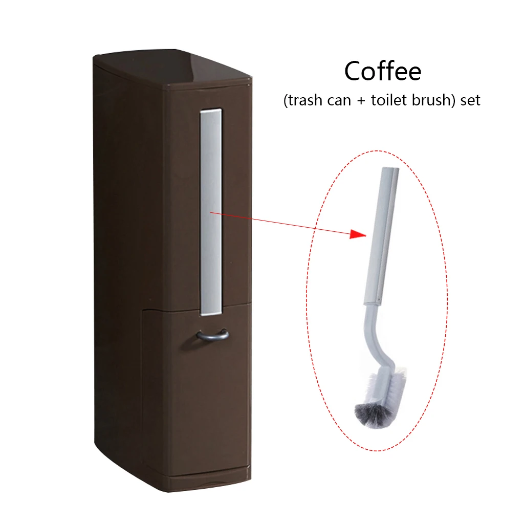 A show 2 Hot Sale Plastic Trash Can Set with Toilet Brush Bathroom Waste Bin Dustbin Trash Cans Garbage Bucket Garbage Bag Dispenser - Color: A show 2