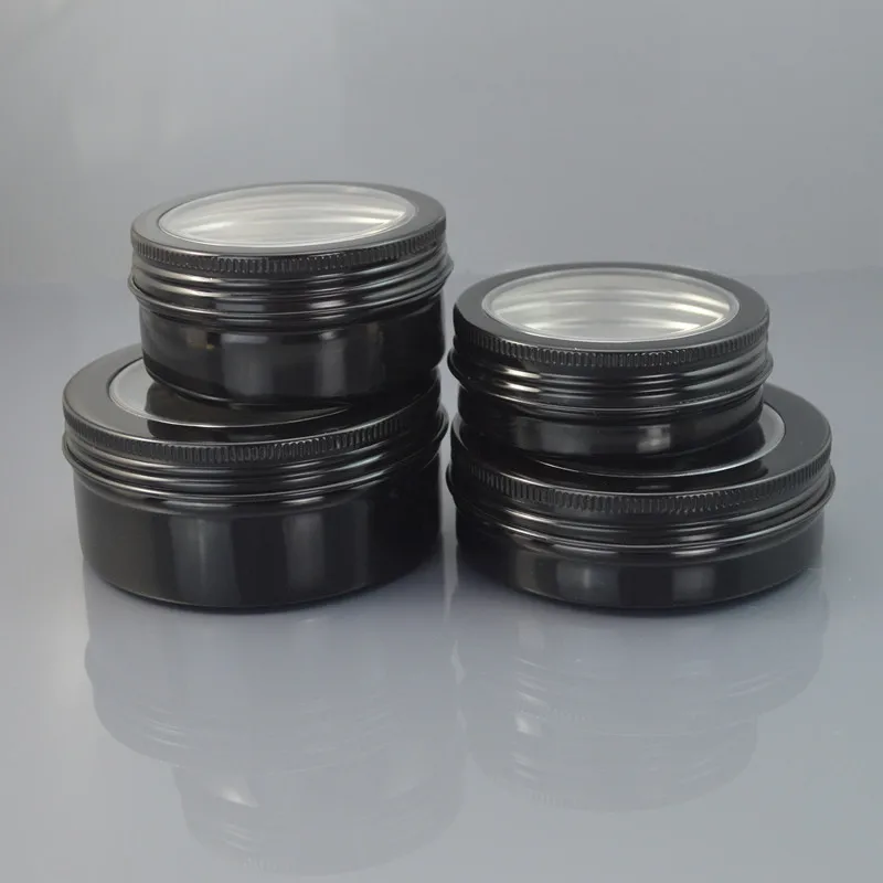 10 шт. пустые черные алюминиевые банки для кастрюль 100 г косметические контейнеры